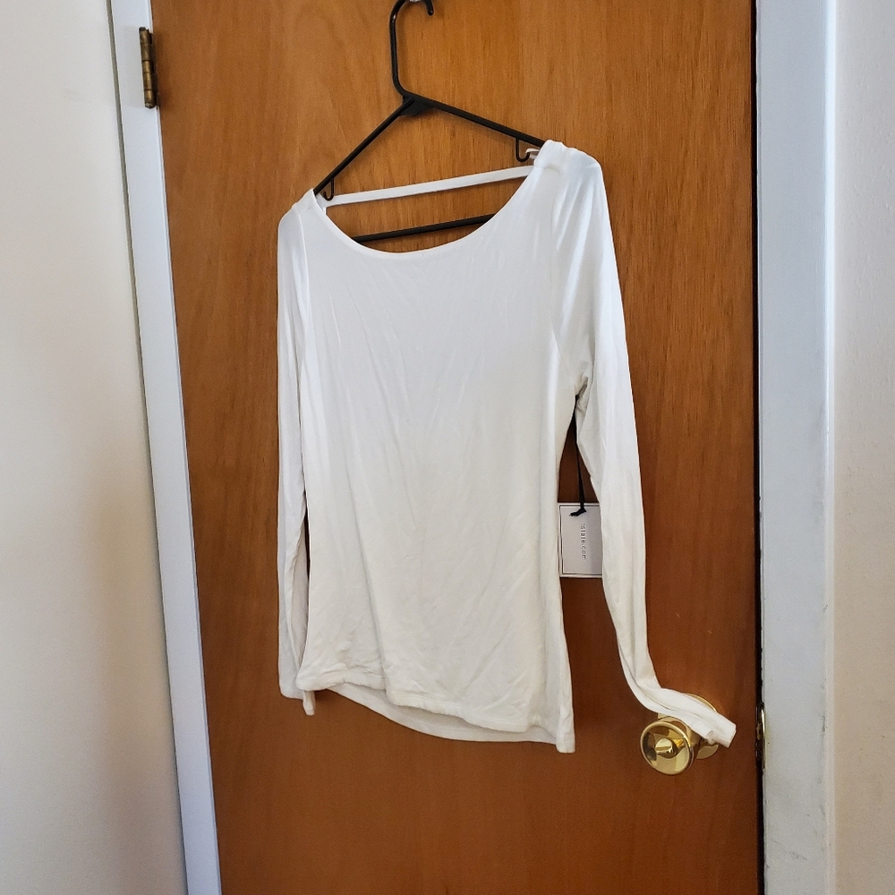 1. State open back white blouse size Medium